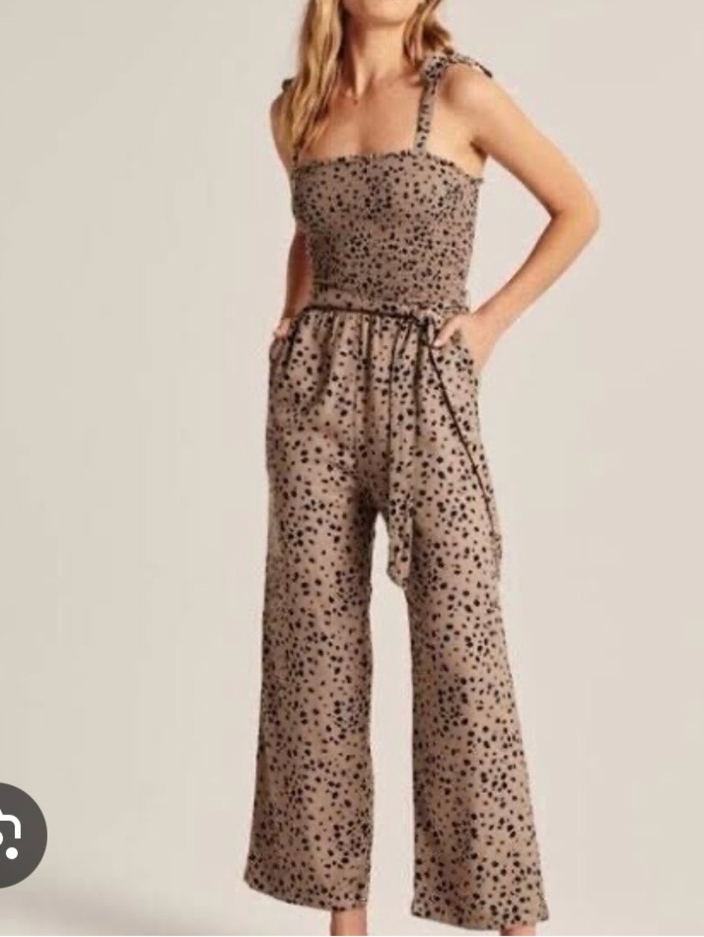 Abercrombie & Fitch leopard animal print small tie waist jumpsuit